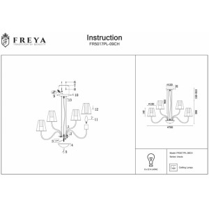 Подвесная люстра Freya Ursula FR5017PL-09CH