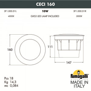 3F1.000.000.LXD1L Уличный встраиваемый светильник Fumagalli Ceci