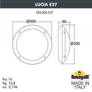 1R3.000.000.AYE27.BU1 Уличный настенный светильник Fumagalli Lucia Backlit