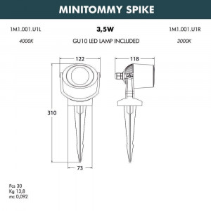 Ландшафтный светодиодный светильник Fumagalli Minitommy Spike 1M1.001.000.WXU1L