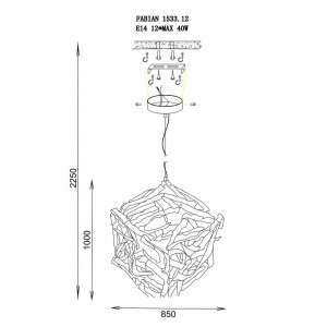 Подвесная люстра Lucia Tucci illuminazione FABIAN 1533.12 ARGENTO