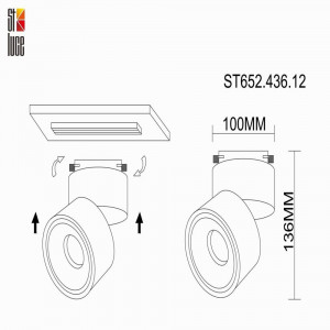 Однофазный LED светильник 12W 3000К для трека ST-Luce ST652.436.12