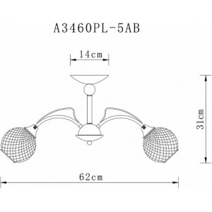 Потолочная люстра на штанге Willow Arte Lamp A3461PL-5AB