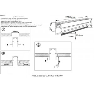 2м. Магнитный встраиваемый шинопровод Space Crystal Lux CLT 0.123 01 L2000 BL