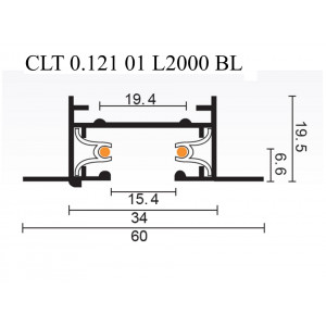 2м. Однофазный встраиваемый шинопровод Crystal Lux CLT 0.121 01 L2000 BL